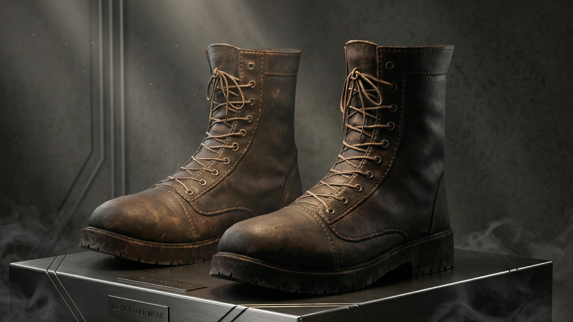 Rugged Lace Up Combat Boots with Mid Calf Height and Heavy Lug Sole Profile