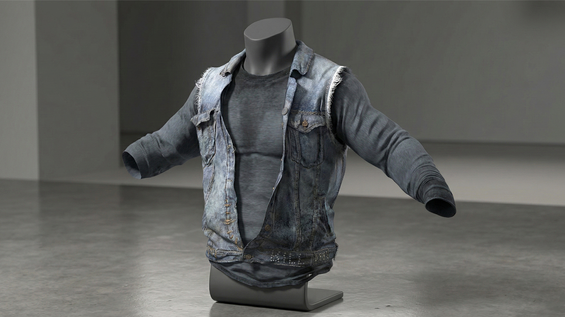 Rugged Survivor Distressed Denim Vest