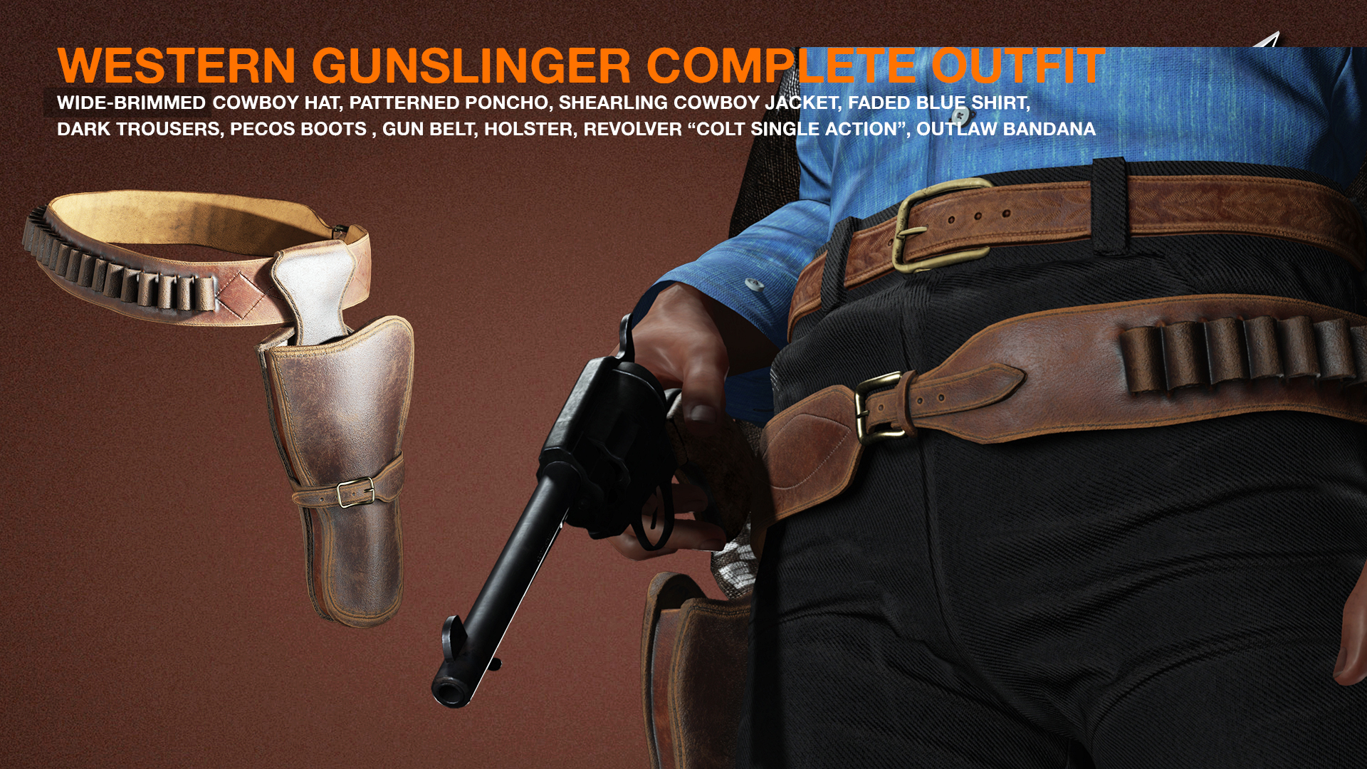 Western Wild West Gunslinger Complete Outfit