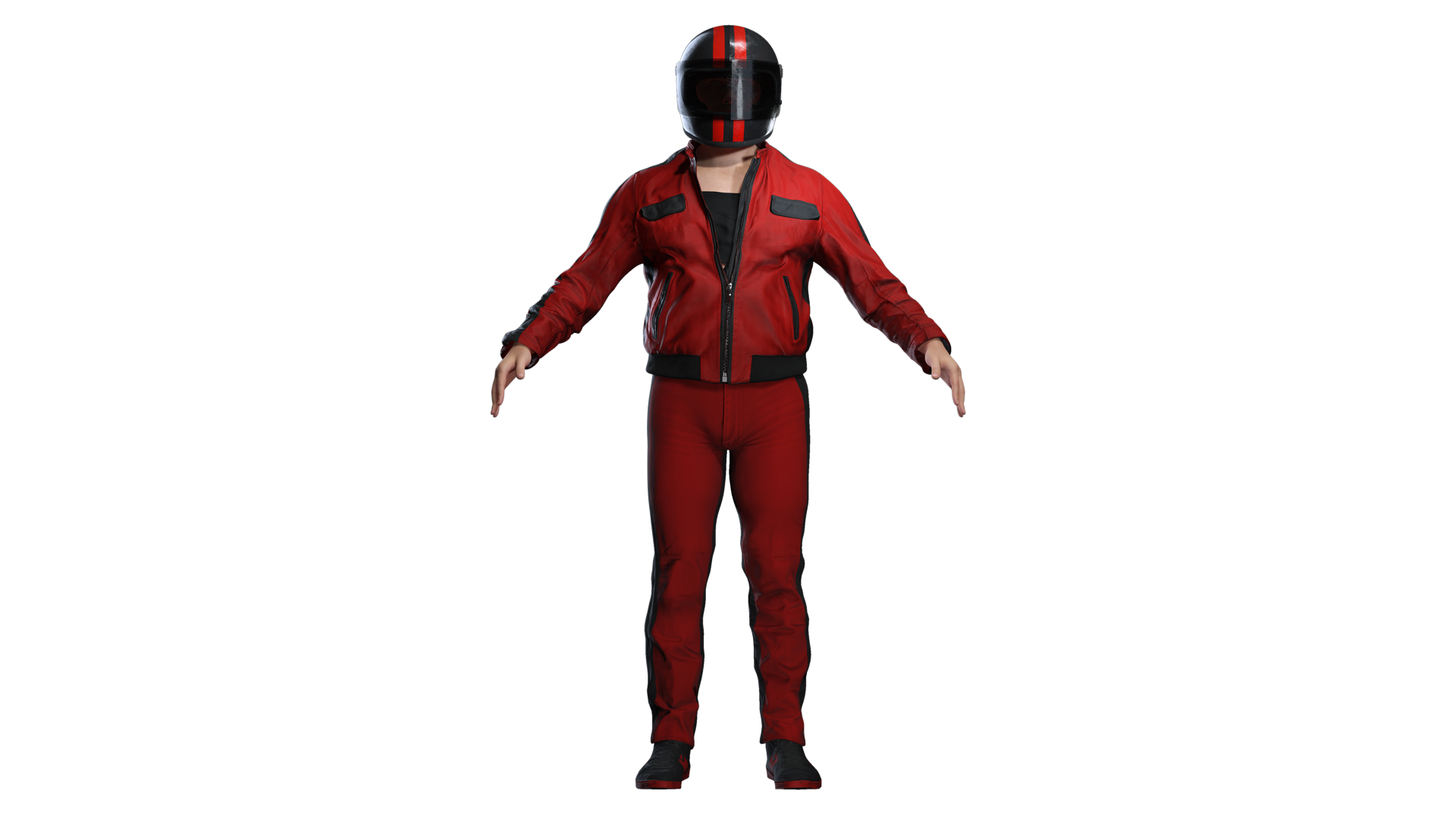 Red Racing Suit 3d Modern Red Leather Racing Biker Suit & Helmet