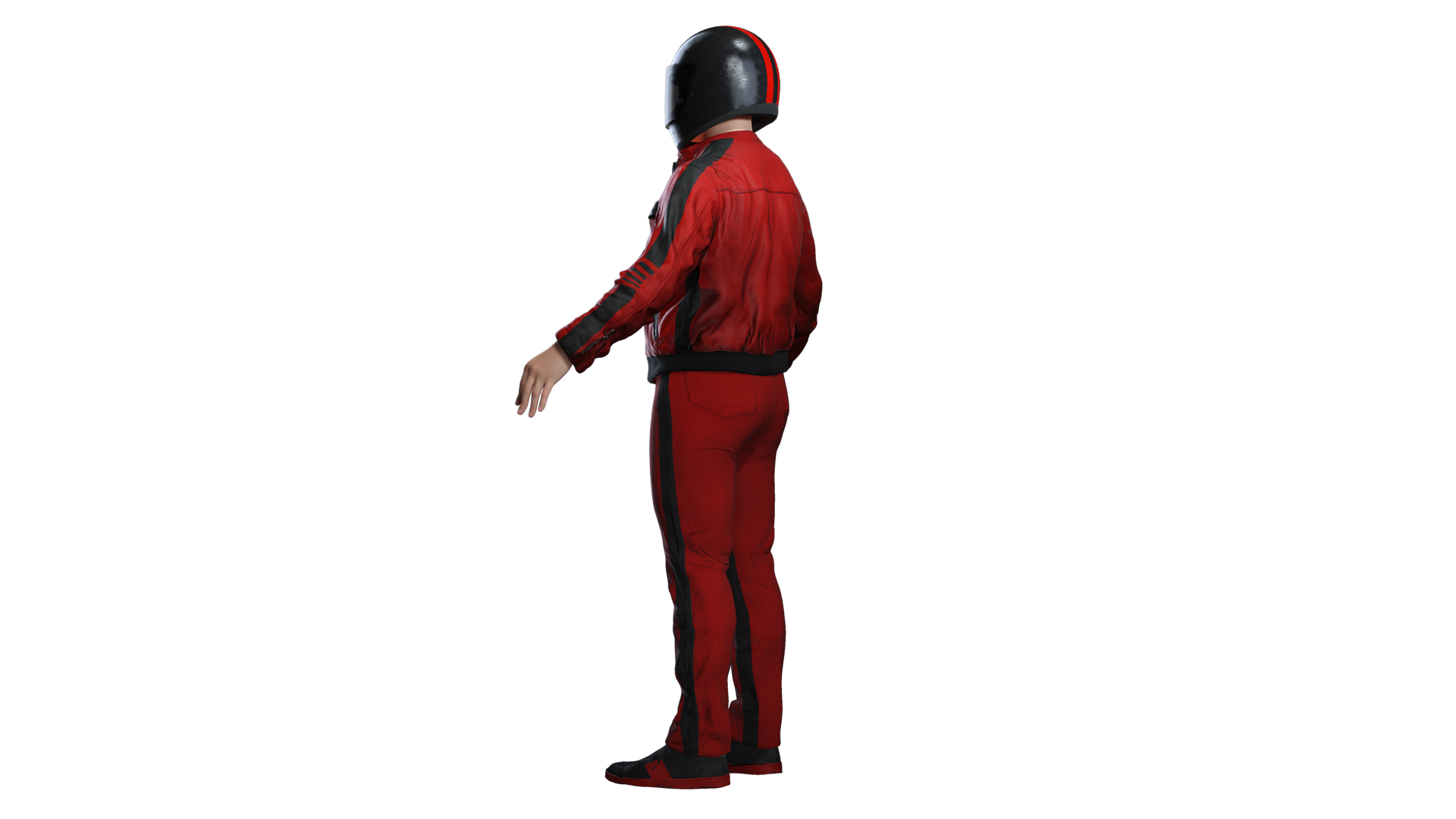 Red Racing Suit 3d Modern Red Leather Racing Biker Suit & Helmet