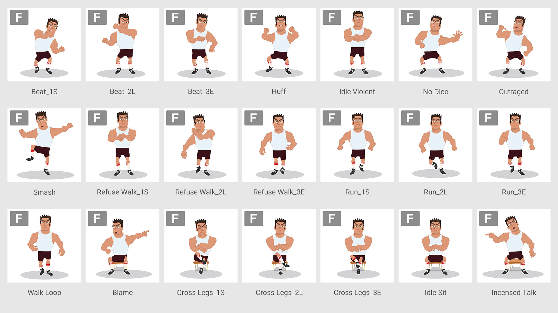 Aggressive Walk Animation 2D Violent Moves