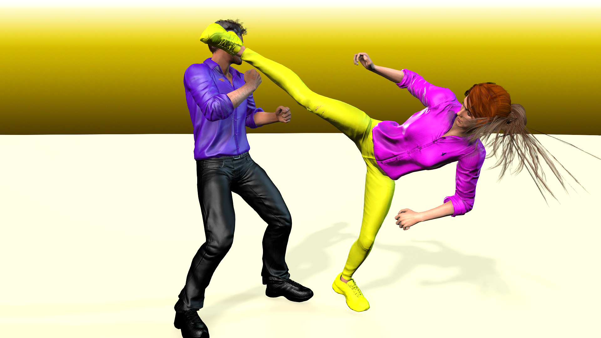 Female fighting motions
