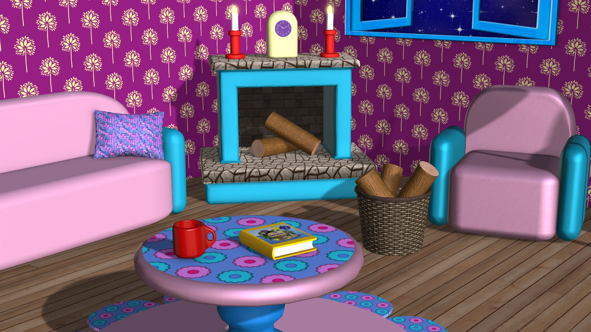 Cartoon living room