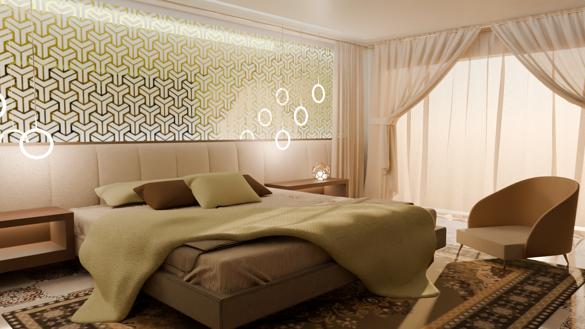 Modern Luxury Bedroom🛏️ Interior Scene for Visualization 3D Model