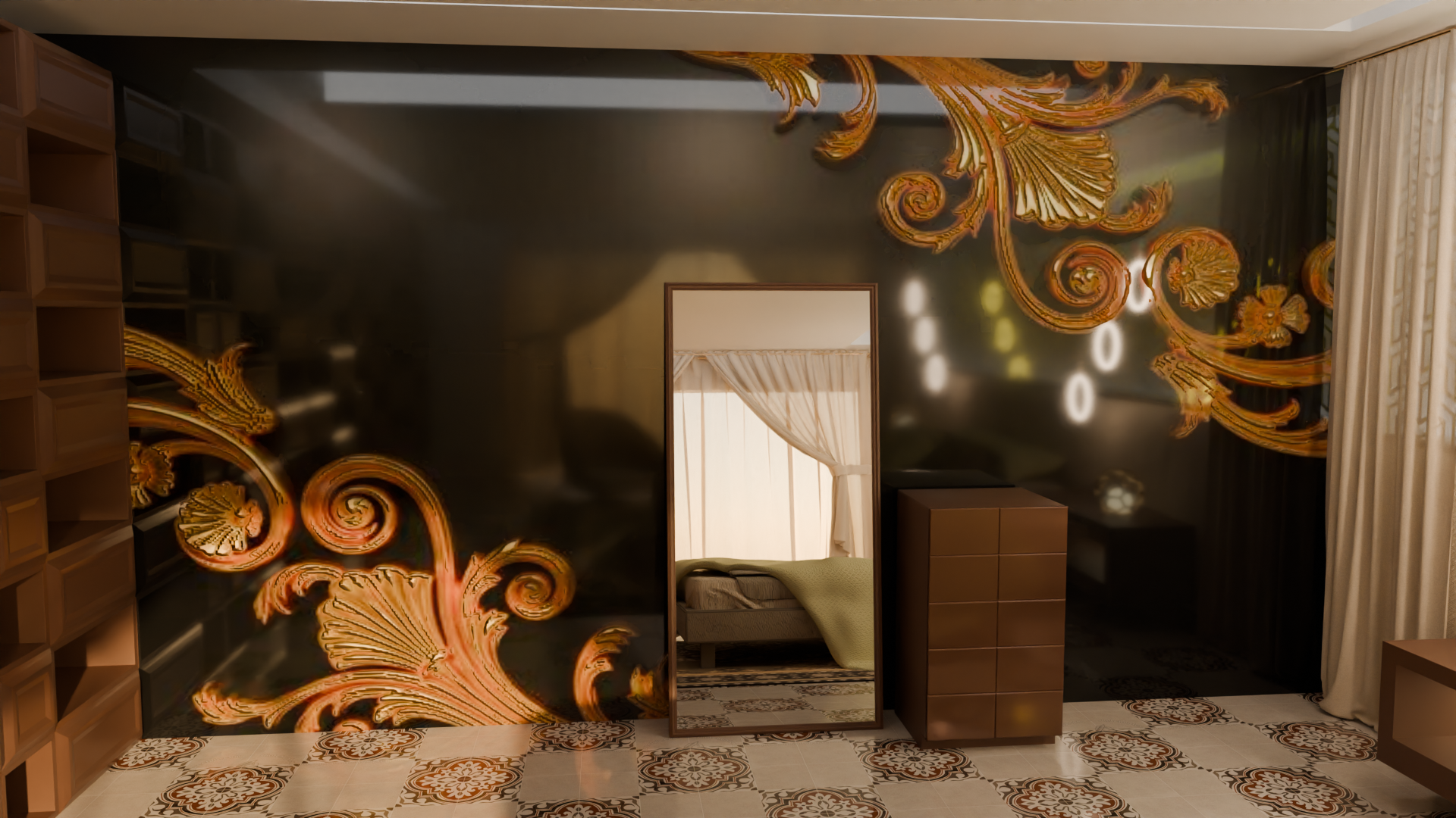 Modern Luxury Bedroom🛏️ Interior Scene for Visualization 3D Model