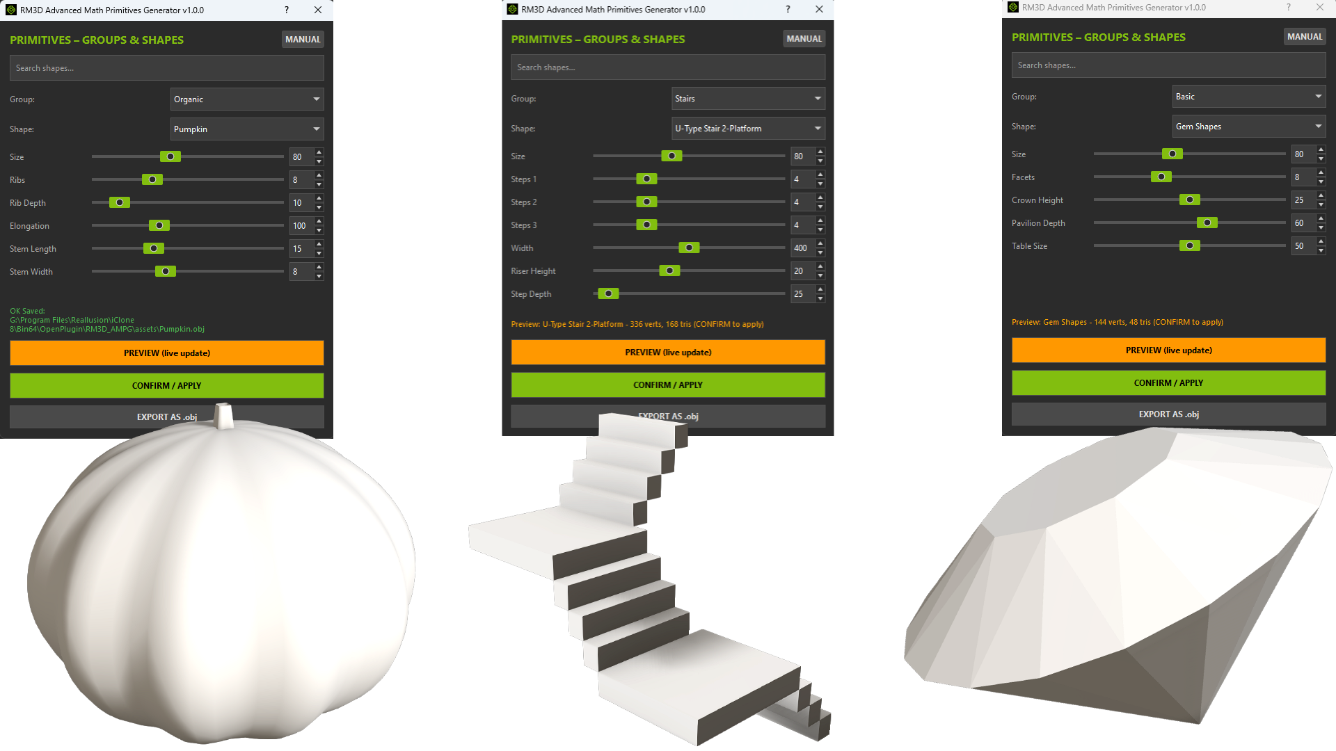 RM3D Advanced Math Primitives Generator