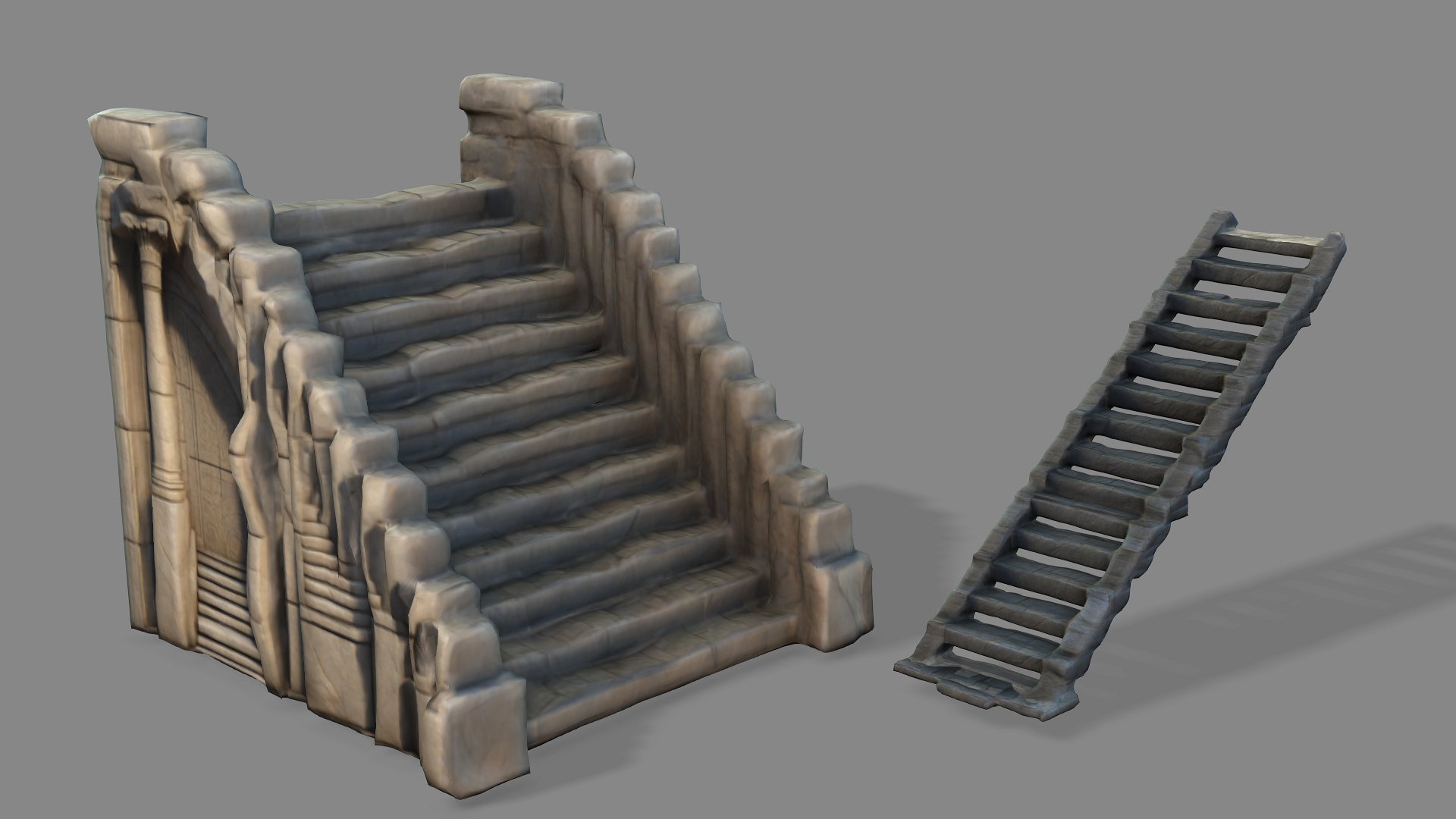 Staircase built with stone blocks